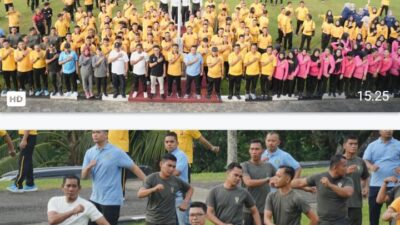 Polres Kuansing Gelar Senam Bersama Dalam Rangka Hari Bhayangkara Ke 79 Tahun 2025